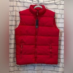 LeeHanton Red Puffer Vest Size:M Unisex  Pockets